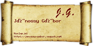 Jánossy Gábor névjegykártya